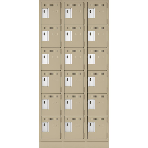 Petits casiers Clean Line, 6 niveaux, Bloc de 3, 36" x 18" x 76", Acier, Beige, Rivet (assembl&eacute;) Fastek