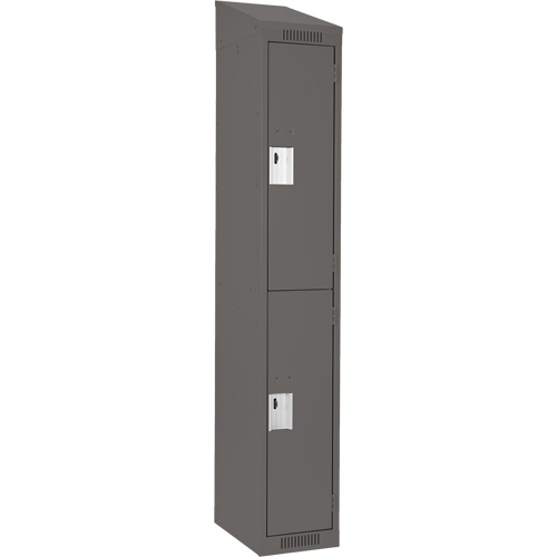 Clean Line Lockers, 2 -tier, 12" x 18" x 78", Steel, Charcoal, Rivet (Assembled) Fastek