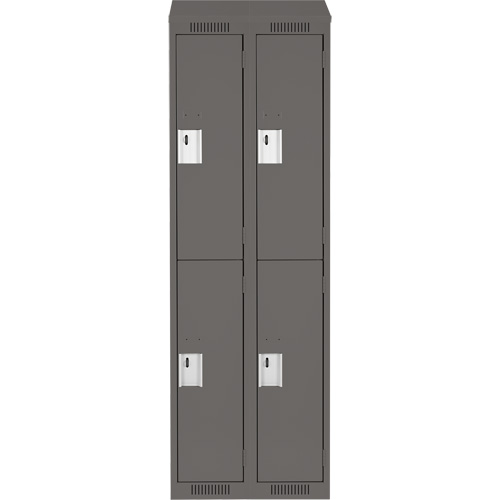 Casiers Clean Line, 2 niveaux, Bloc de 2, 24" x 18" x 78", Acier, Charbon, Rivet (assembl&eacute;) Fastek
