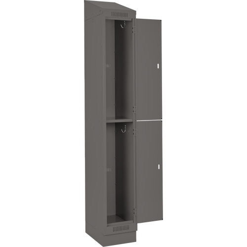 Clean Line Lockers, 2 -tier, Bank of 4, 48" x 18" x 82", Steel, Charcoal, Rivet (Assembled) Fastek