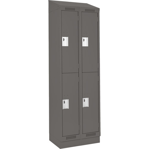 Clean Line Lockers, 2 -tier, Bank of 2, 24" x 18" x 82", Steel, Charcoal, Rivet (Assembled) Fastek