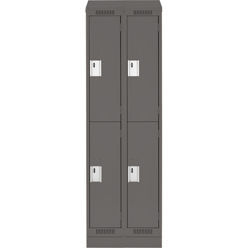 Clean Line Lockers, 2 -tier, Bank of 2, 24" x 18" x 82", Steel, Charcoal, Rivet (Assembled) Fastek