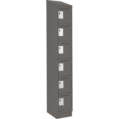 Clean Line Lockerette, 6 -tier, 12" x 18" x 82", Steel, Charcoal, Rivet (Assembled) Fastek