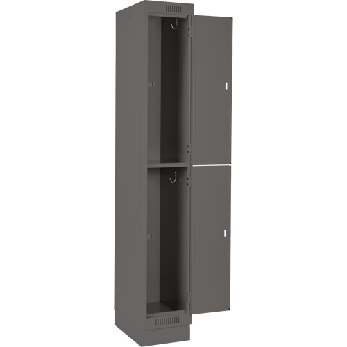 Clean Line Lockers, 2 -tier, Bank of 4, 48" x 18" x 76", Steel, Charcoal, Rivet (Assembled) Fastek