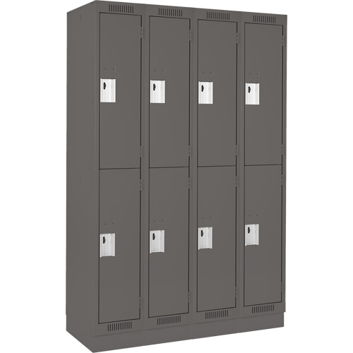 Clean Line Lockers, 2 -tier, Bank of 4, 48" x 18" x 76", Steel, Charcoal, Rivet (Assembled) Fastek