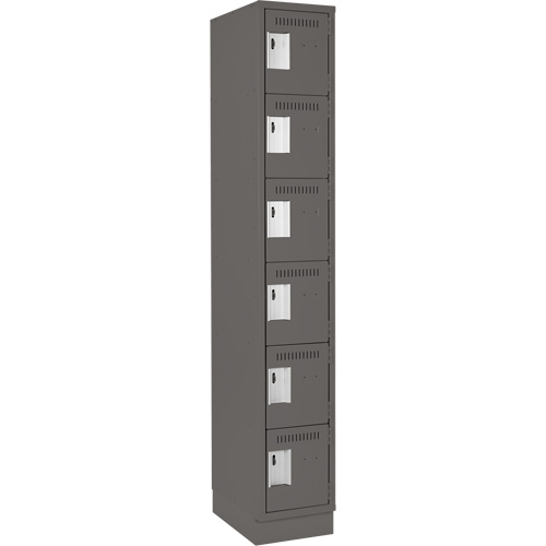 Clean Line Lockerette, 6 -tier, 12" x 18" x 76", Steel, Charcoal, Rivet (Assembled) Fastek