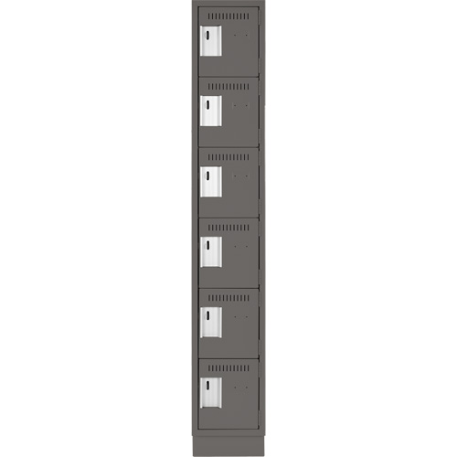 Clean Line Lockerette, 6 -tier, 12" x 18" x 76", Steel, Charcoal, Rivet (Assembled) Fastek