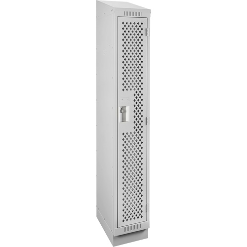 Clean Line Lockers, 12" x 12" x 82", Steel, Grey, Rivet (Assembled), Perforated Fastek