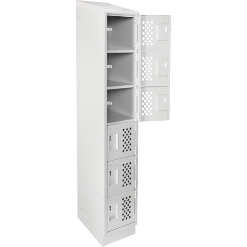 Assembled Lockerettes Clean Line Perforated Economy Lockers, 6 -tier, 18" x 72" x 12", Steel Fastek