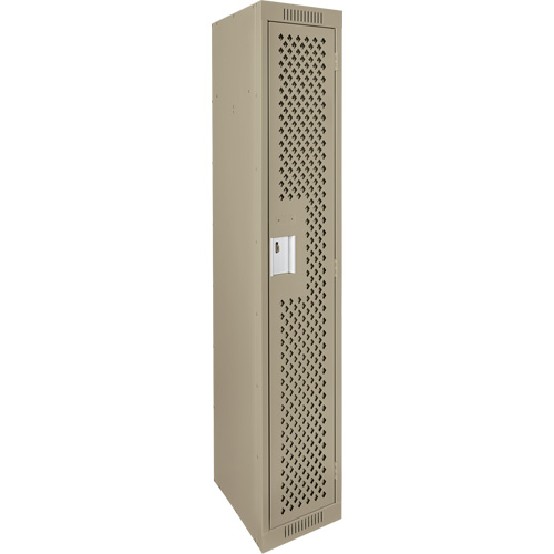 Clean Line Lockers, 12" x 15" x 72", Steel, Beige, Rivet (Assembled), Perforated Fastek