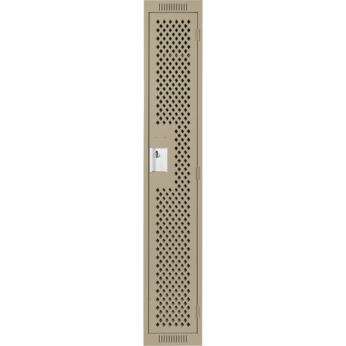 Clean Line Lockers, 12" x 15" x 72", Steel, Beige, Rivet (Assembled), Perforated Fastek