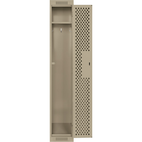 Clean Line Lockers, 12" x 15" x 72", Steel, Beige, Rivet (Assembled), Perforated Fastek