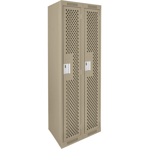Clean Line Lockers, Bank of 2, 24" x 15" x 72", Steel, Beige, Rivet (Assembled), Perforated Fastek