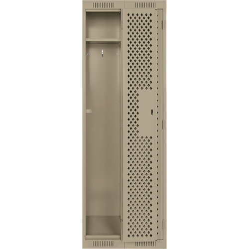 Clean Line Lockers, Bank of 2, 24" x 15" x 72", Steel, Beige, Rivet (Assembled), Perforated Fastek