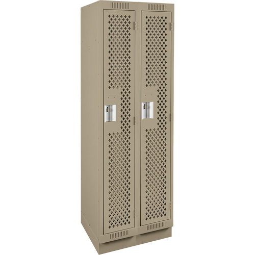 Clean Line Lockers, Bank of 2, 24" x 12" x 76", Steel, Beige, Rivet (Assembled), Perforated Fastek