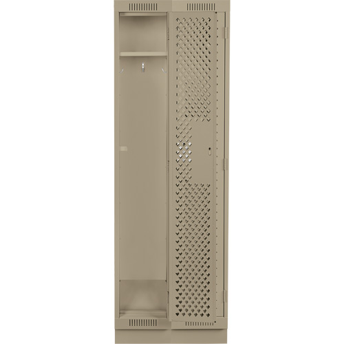 Clean Line Lockers, Bank of 2, 24" x 12" x 76", Steel, Beige, Rivet (Assembled), Perforated Fastek