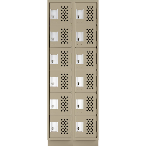 Assembled Lockerettes Clean Line Perforated Economy Lockers, 6 -tier, Bank of 2, 18" x 72" x 12", Steel Fastek