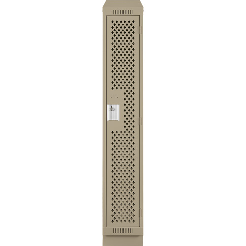 Clean Line Lockers, 12" x 12" x 82", Steel, Beige, Rivet (Assembled), Perforated Fastek