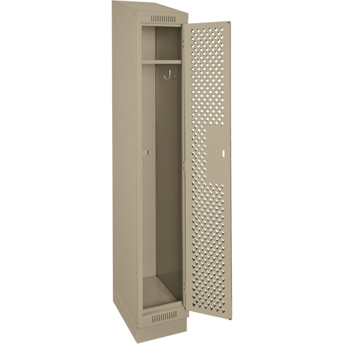 Clean Line Lockers, 12" x 12" x 82", Steel, Beige, Rivet (Assembled), Perforated Fastek