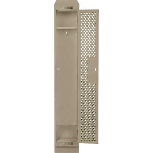 Clean Line Lockers, 12" x 12" x 82", Steel, Beige, Rivet (Assembled), Perforated Fastek