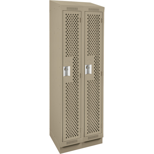 Clean Line Lockers, Bank of 2, 24" x 12" x 82", Steel, Beige, Rivet (Assembled), Perforated Fastek