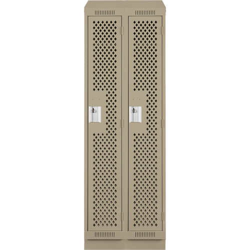 Clean Line Lockers, Bank of 2, 24" x 12" x 82", Steel, Beige, Rivet (Assembled), Perforated Fastek