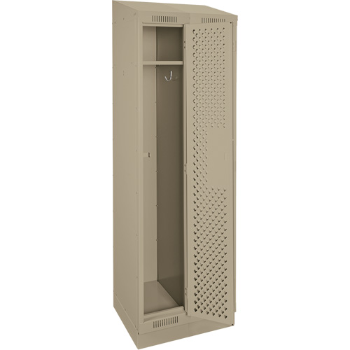 Clean Line Lockers, Bank of 2, 24" x 12" x 82", Steel, Beige, Rivet (Assembled), Perforated Fastek
