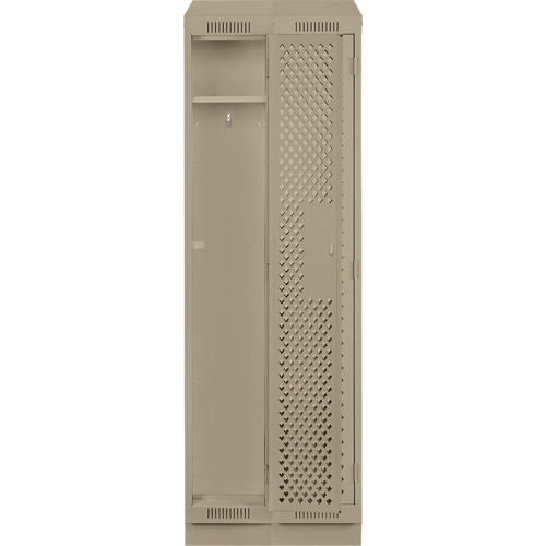 Clean Line Lockers, Bank of 2, 24" x 12" x 82", Steel, Beige, Rivet (Assembled), Perforated Fastek