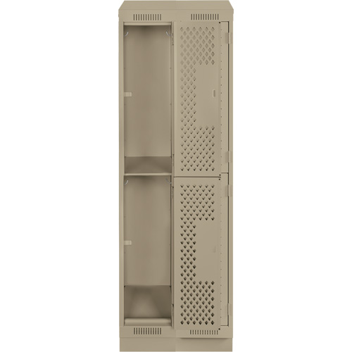 Casiers Clean Line, 2 niveaux, Bloc de 2, 24" x 18" x 82", Acier, Beige, Rivet (assembl&eacute;), Perfor&eacute; Fastek