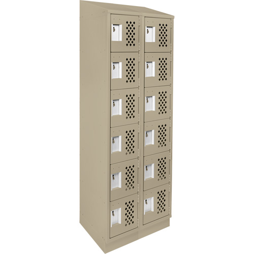 Assembled Lockerettes Clean Line Perforated Economy Lockers, 6 -tier, Bank of 2, 18" x 72" x 12", Steel Fastek