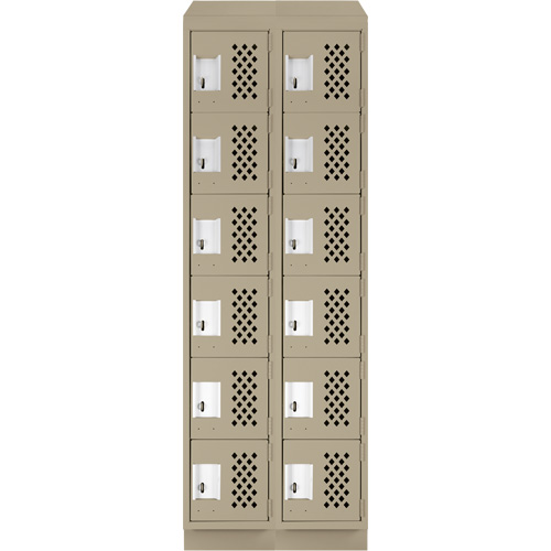Assembled Lockerettes Clean Line Perforated Economy Lockers, 6 -tier, Bank of 2, 18" x 72" x 12", Steel Fastek