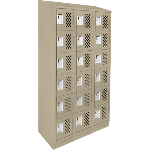 Assembled Lockerettes Clean Line Perforated Economy Lockers, 6 -tier, Bank of 3, 18" x 72" x 12", Steel Fastek
