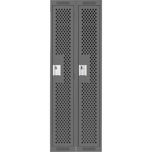 Clean Line Lockers, Bank of 2, 24" x 15" x 72", Steel, Charcoal, Rivet (Assembled), Perforated Fastek