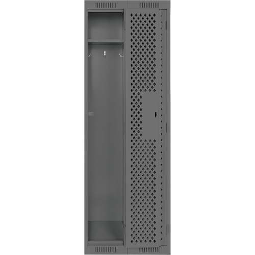 Clean Line Lockers, Bank of 2, 24" x 15" x 72", Steel, Charcoal, Rivet (Assembled), Perforated Fastek