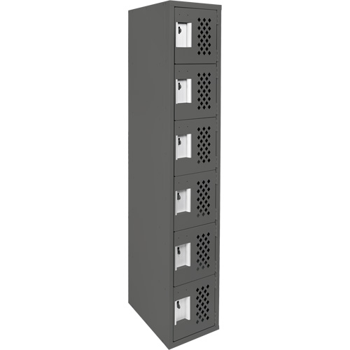 Assembled Lockerettes Clean Line Perforated Economy Lockers, 6 -tier, 18" x 72" x 12", Steel Fastek