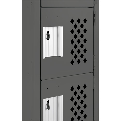 Assembled Lockerettes Clean Line Perforated Economy Lockers, 6 -tier, Bank of 3, 18" x 72" x 12", Steel Fastek