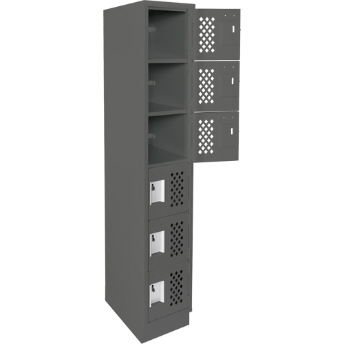 Assembled Lockerettes Clean Line Perforated Economy Lockers, 6 -tier, 18" x 72" x 12", Steel Fastek