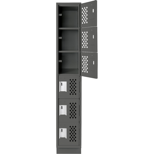 Assembled Lockerettes Clean Line Perforated Economy Lockers, 6 -tier, 18" x 72" x 12", Steel Fastek