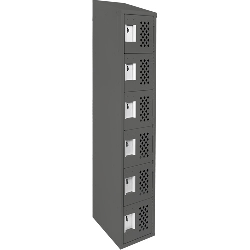 Assembled Lockerettes Clean Line Perforated Economy Lockers, 6 -tier, 18" x 72" x 12", Steel Fastek