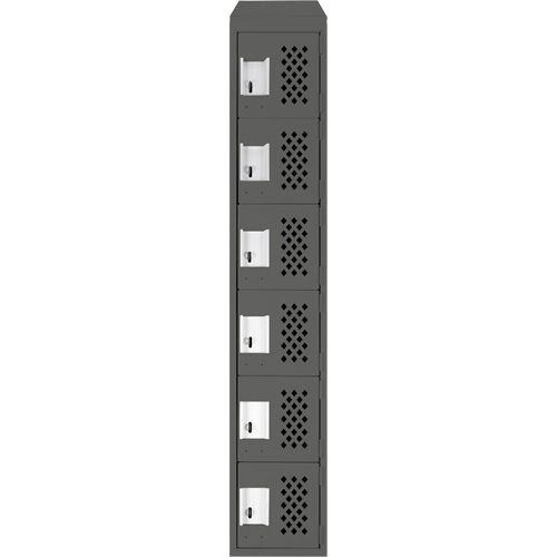 Assembled Lockerettes Clean Line Perforated Economy Lockers, 6 -tier, 18" x 72" x 12", Steel Fastek