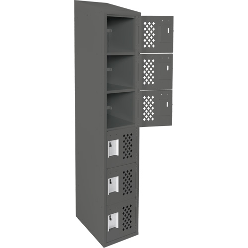 Assembled Lockerettes Clean Line Perforated Economy Lockers, 6 -tier, 18" x 72" x 12", Steel Fastek