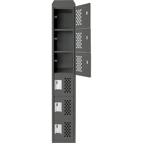 Assembled Lockerettes Clean Line Perforated Economy Lockers, 6 -tier, 18" x 72" x 12", Steel Fastek