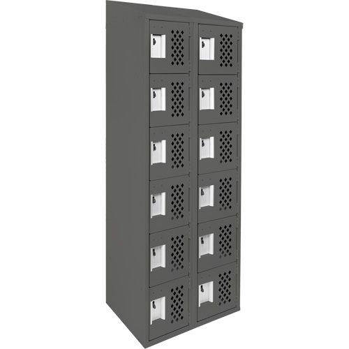 Assembled Lockerettes Clean Line Perforated Economy Lockers, 6 -tier, Bank of 2, 18" x 72" x 12", Steel Fastek
