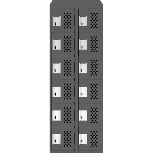 Assembled Lockerettes Clean Line Perforated Economy Lockers, 6 -tier, Bank of 2, 18" x 72" x 12", Steel Fastek