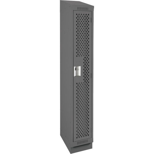 Clean Line Lockers, 12" x 18" x 82", Steel, Charcoal, Rivet (Assembled), Perforated Fastek