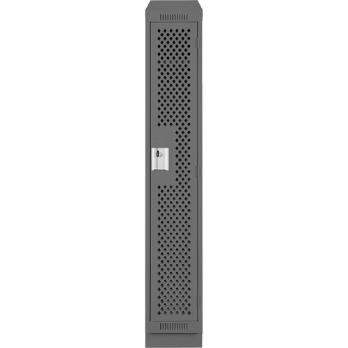 Clean Line Lockers, 12" x 18" x 82", Steel, Charcoal, Rivet (Assembled), Perforated Fastek