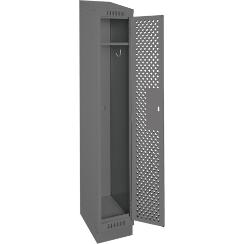 Clean Line Lockers, 12" x 18" x 82", Steel, Charcoal, Rivet (Assembled), Perforated Fastek