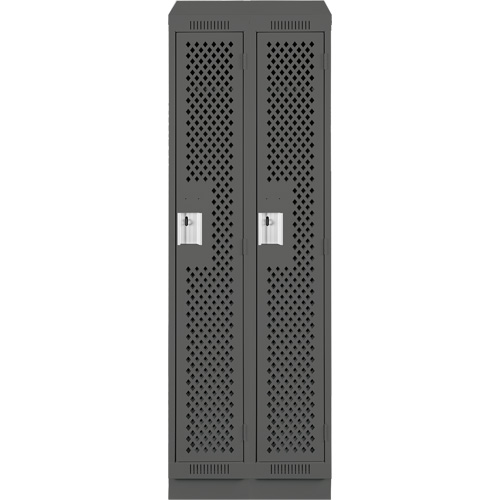 Clean Line Lockers, Bank of 2, 24" x 12" x 82", Steel, Charcoal, Rivet (Assembled), Perforated Fastek