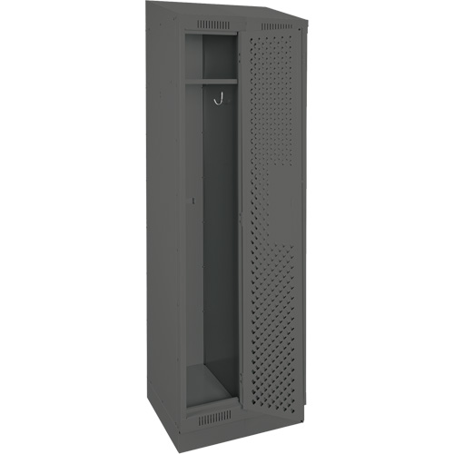 Clean Line Lockers, Bank of 2, 24" x 12" x 82", Steel, Charcoal, Rivet (Assembled), Perforated Fastek