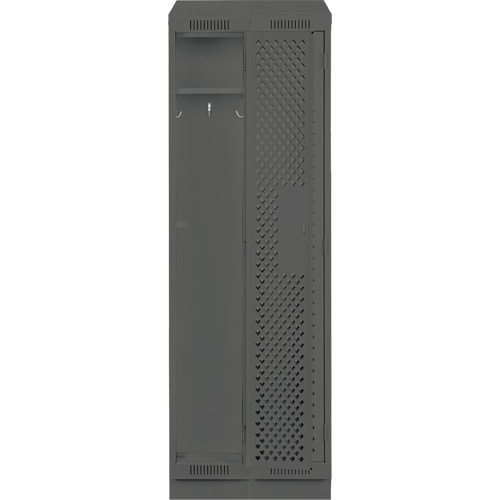 Clean Line Lockers, Bank of 2, 24" x 12" x 82", Steel, Charcoal, Rivet (Assembled), Perforated Fastek
